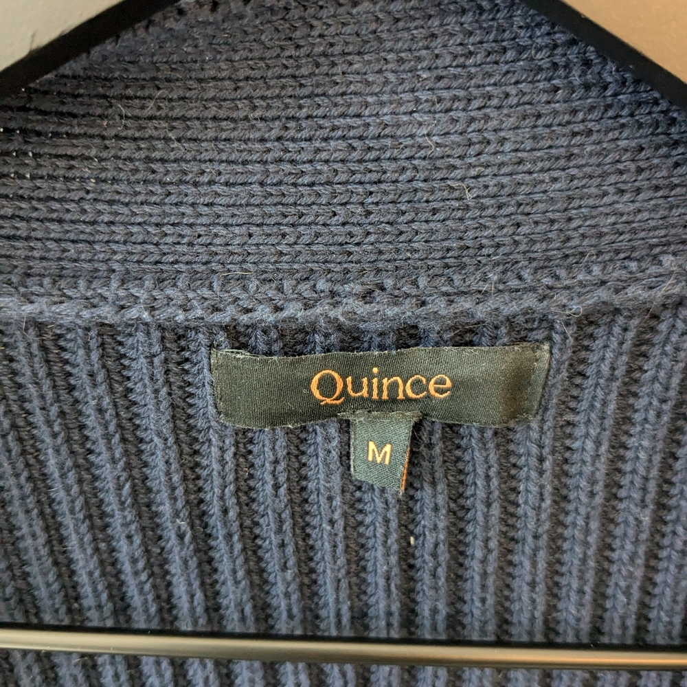 Quince Women's Navy Blue 100% Organic Cotton Oversized Ribbed Cardigan Medium - Picture 5 of 7